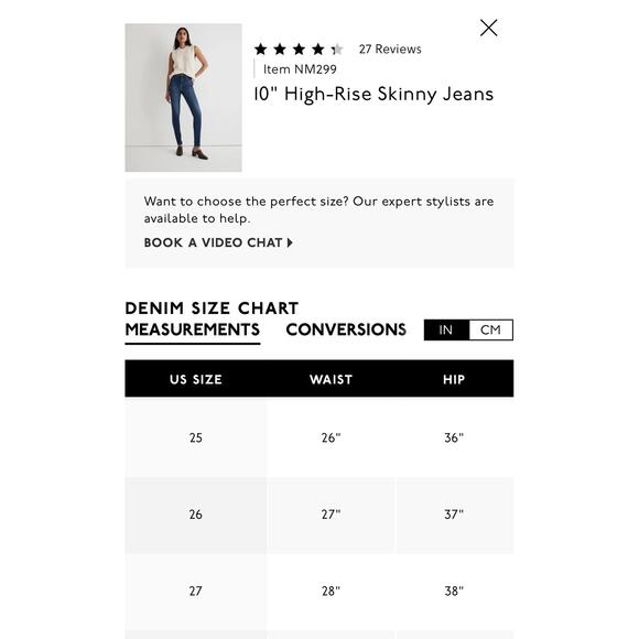 MADEWELL skinny jeans 10" hi-rise 25's women - Picture 14 of 14